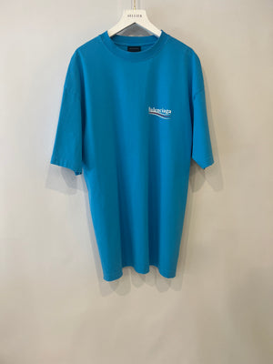 Balenciaga Blue Oversized T-Shirt with Logo Details Size XXS (UK 4) RRP £550