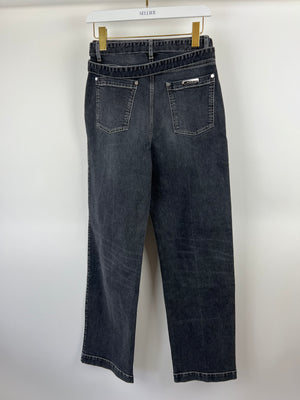 Peter Do Grey Straight Leg Denim Jeans with Belt Detail Size FR 34 (UK 6)