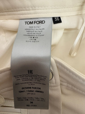 Tom Ford Cream Mini Skirt With Leather Belt Trim Size FR 36 (UK 6)