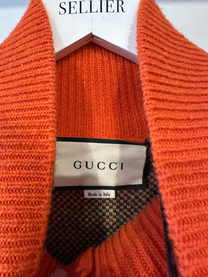 Gucci Orange High Neck Knitted Jumper with Bees and GG Logo Detail IT 42 (UK 10)