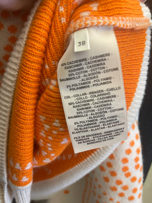 Hermès Cream and Orange Cashmere Brides de Gala Cardigan Size FR 38 (UK 10) RRP £2,450