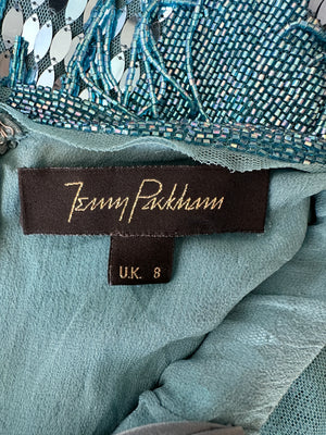 Jenny Packham Blue Sequin Mini Dress with Tassel Detail Size FR 36 (UK 8)