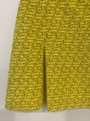 Gucci Yellow Tweed Long-Sleeve Jacket and Mini Skirt Set with Horseshoe Button Details Size IT 42/44 (UK 10/12)