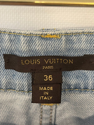 Louis Vuitton Blue Light Wash Skinny Jeans with Abstract Pocket Pattern Detail Size FR 36 (UK 8)