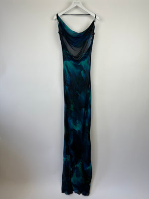 Rat & Boa Black & Blue Abstract Printed Chiffon Maxi Dress One Size