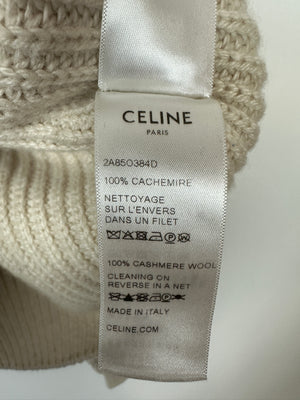 Celine Cream Cashmere Knitted Jumper with Gold Horse-bit Details Size S (UK 8)