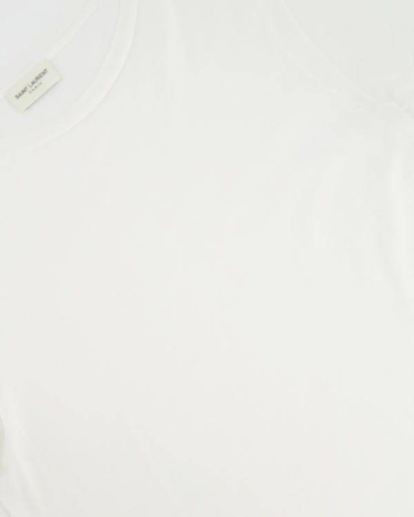 Saint Laurent White Cropped Short-Sleeve T-Shirt with Logo Detail Size S (UK 8)