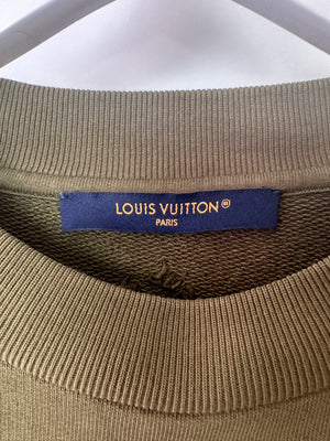 Louis Vuitton Men's LV Lovers Khaki Cotton Crewneck Sweatshirt with Front Embellishment Detail Size XS (UK 34)