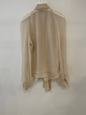 Valentino Beige Silk Blouse with Bow Detail Size IT 42 (UK 10)