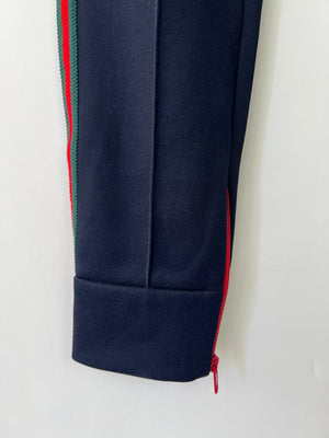 Gucci Red & Navy Blue Tracksuit with Side Stripe Trim and Cherry Embroidered Logo Detail Size XS (UK 6)