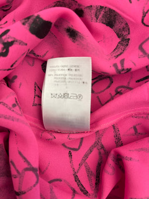 Balenciaga Hot Pink Logo Printed Asymmetric Shirt Size FR 38 (UK 10)