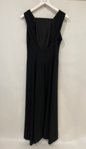 Chanel 99A Vintage Black Wool Maxi Dress with Open-Back Detailing and Buttons Size FR 38 (UK 10)