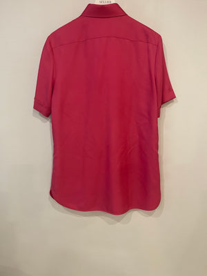 Gucci Hot Pink Silk Short-Sleeve Shirt and Midi Skirt Set Size IT 44 (UK 12)