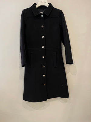 Courrèges Black Wool Coat with Buttons Detailing Size FR 34 (UK 6) RRP £1,250