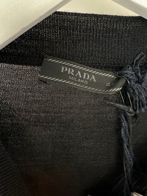 Prada Black Menswear Wool Top with Logo Detail IT 46 (UK 36)