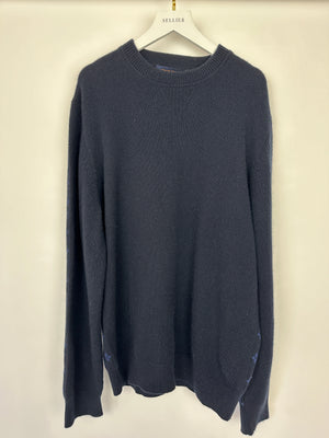 Louis Vuitton Menswear Navy Monogram Long Sleeve Jumper Size FR 54 (UK 44)