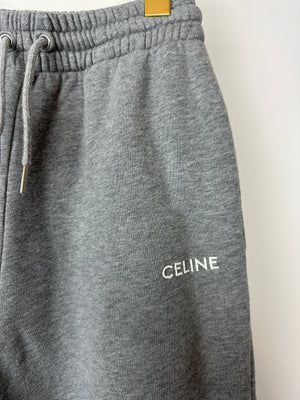 Celine Grey Cotton Jogging Pants with White Logo Size XXS (UK 4-6)