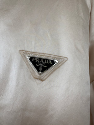 Prada Beige Nylon Hooded Puffer Jacket with Logo Detail Size IT 38 (UK 6)