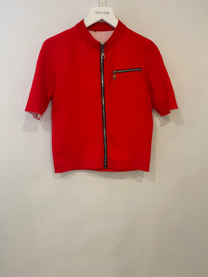 Louis Vuitton Red Short-Sleeve Top with Zip Details Size FR 36 (UK 8)