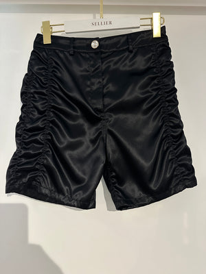 Chanel Black No5 Ruched Midi Shorts FR 38 (UK 10)