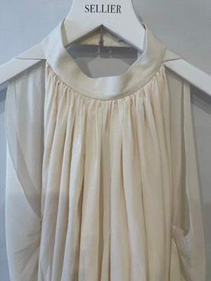 Givenchy Cream Silk Maxi Dress with Sleeve Detail Size FR 34 (UK 6)