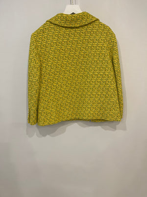 Gucci Yellow Tweed Long-Sleeve Jacket and Mini Skirt Set with Horseshoe Button Details Size IT 42/44 (UK 10/12)