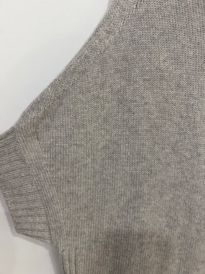 Loro Piana Grey Short-Sleeve Cashmere Turtle Neck Jumper with Front Pockets Size L (UK 12)