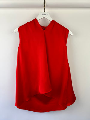 Alexander McQueen Red Silk Halterneck Top with Bow Detail IT 36 (UK 6)