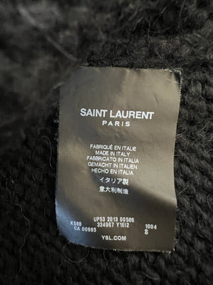 Saint Laurent Black & Grey Knit V-Neck Cardigan Size S (UK 8)