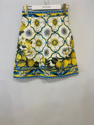 Dolce & Gabbana Multicolour Lemon Printed Jacquard Skirt and Jacket Set Size IT 38 (UK 6)