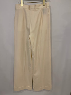 Loro Piana Cream Wool Striped Trousers with Hem Detailing Size IT 44 (UK 12)