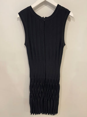 Alaïa Black Striped Sleeveless Mini Dress with Ruffle Detail Size FR 36 (UK 8)