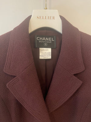 Chanel Vintage 97A Burgundy Wool Jacket with CC Buttons and Pockets Size FR 40 (UK 12)