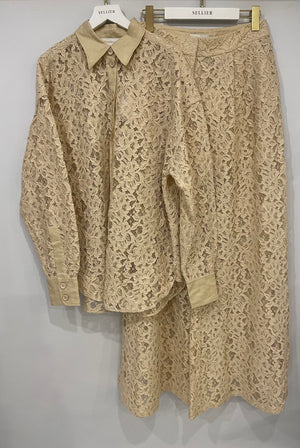 Zimmermann Beige Lace Natura Shirt and Trousers Set Size 2 (UK 10/12) RRP £1,200