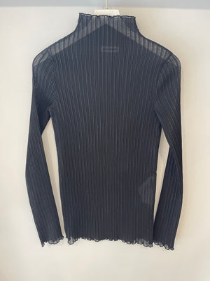 Jil Sander Black Long-Sleeve Mini Translucent Top Size IT 38 (UK 6) RRP £850