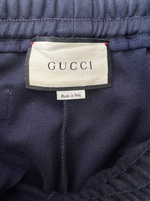 Gucci Red & Navy Blue Tracksuit with Side Stripe Trim and Cherry Embroidered Logo Detail Size XS (UK 6)