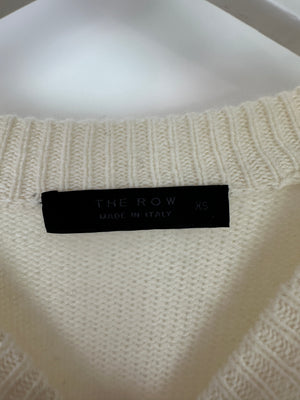 The Row Ivory Crewneck Oversize Cashmere Knit Jumper Size XS (UK 6-8)