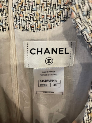 Chanel Multicolour Tweed Sleeveless Mini Dress with CC Logo Detail Size FR 40 (UK 12)