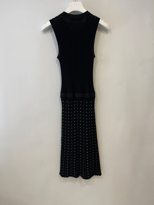 Versace Black Knitted Mini Sleeveless Dress with Gold Stud Details Size IT 38 (UK 6)