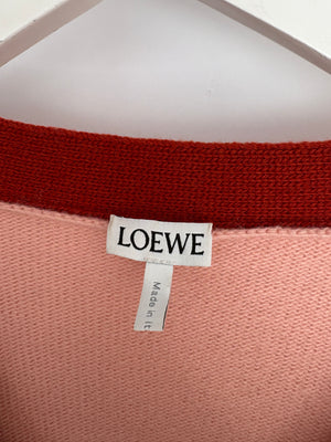 Loewe Pink, Grey and Red Wool Long Sleeve Cardigan with Palm Tree Print Size XS (UK 6)