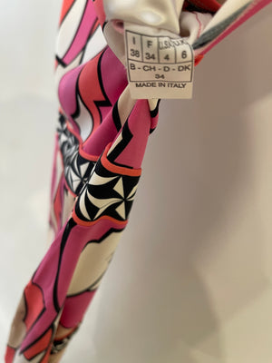 Emilio Pucci Pink & White Patterned Midi Dress Size IT 38 (UK 6)