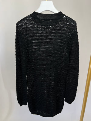 Saint Laurent Black Sheer Knitted Long-Sleeve Jumper Size S (UK 8)