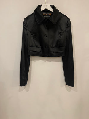 Dolce & Gabbana Black Nylon Cropped Jacket with Buttons Size IT 40 (UK 8)