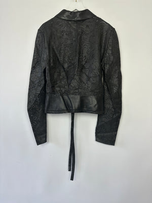 Christian Dior by John Galliano Laser Cut Leather Jacket with Tie Detail Size FR 38 (UK 10)