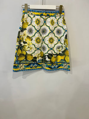 Dolce & Gabbana Multicolour Lemon Printed Jacquard Skirt and Jacket Set Size IT 38 (UK 6)