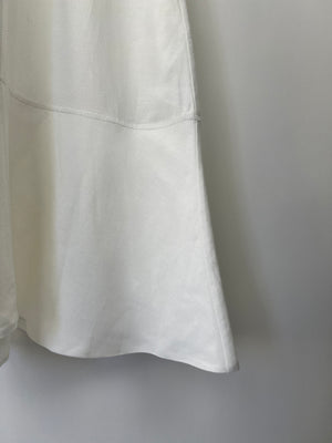 Loewe X Paula's Ibiza White Mid-Sleeve Ribbed Midi Dress with Pockets and Neck Tie Detail FR 38 (UK 10)