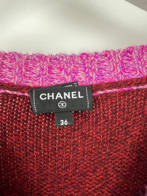 Chanel Pink CC Round Neck Jumper with Crystal Button Detail FR 36 (UK 8)