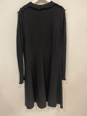 Chanel Black Long Sleeve Cashmere Midi Dress with Silver Logo Button Details Size FR 42 (UK 14)