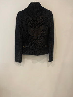 Gucci Black Suede Leather Brocade Jacket Size IT 38 (UK 6)