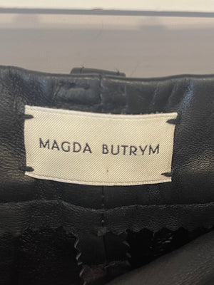 Magda Butrym Black Leather Large Trousers Size FR 36 (UK 8) RRP £1,950